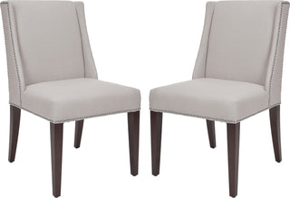 Safavieh Rachel 21''H Arm Chair-Silver Nail Head Taupe and Cherry Mahogany Furniture 