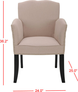 Safavieh Rachel Arm Chair With Silver Nail Head Taupe and Black Furniture 