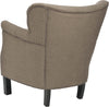 Safavieh Jenny Arm Chair With Brass Nail Heads Brown and Java Furniture 