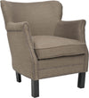 Safavieh Jenny Arm Chair With Brass Nail Heads Brown and Java Furniture 