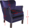 Safavieh Jenny Arm Chair With Silver Nail Heads Royal Blue and Cherry Mahogany Furniture 