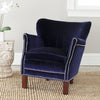 Safavieh Jenny Arm Chair With Silver Nail Heads Royal Blue and Cherry Mahogany  Feature