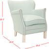 Safavieh Jenny Arm Chair With Silver Nail Heads Robins Egg Blue and Ivory Furniture 