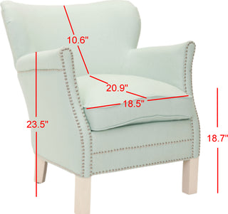 Safavieh Jenny Arm Chair With Silver Nail Heads Robins Egg Blue and Ivory Furniture 