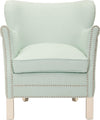 Safavieh Jenny Arm Chair With Silver Nail Heads Robins Egg Blue and Ivory Furniture main image