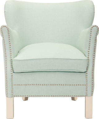 Safavieh Jenny Arm Chair With Silver Nail Heads Robins Egg Blue and Ivory Furniture main image