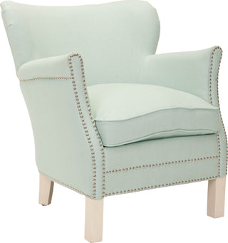 Safavieh Jenny Arm Chair With Silver Nail Heads Robins Egg Blue and Ivory Furniture 