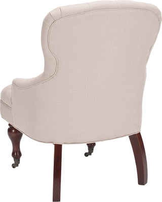 Safavieh Falcon Tufted Arm Chair Taupe and Cherry Mahogany Furniture 