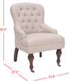 Safavieh Falcon Tufted Arm Chair Taupe and Cherry Mahogany Furniture 