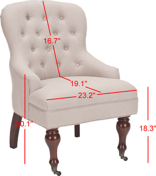 Safavieh Falcon Tufted Arm Chair Taupe and Cherry Mahogany Furniture 