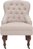 Safavieh Falcon Tufted Arm Chair Taupe and Cherry Mahogany Furniture main image