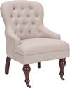 Safavieh Falcon Tufted Arm Chair Taupe and Cherry Mahogany Furniture Main