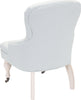 Safavieh Falcon Tufted Arm Chair Robins Egg Blue and Ivory Furniture 