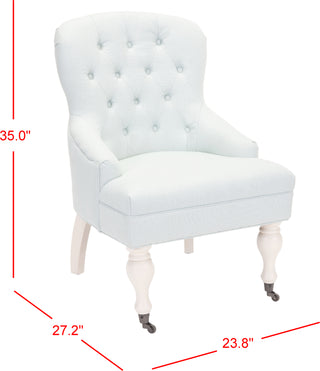 Safavieh Falcon Tufted Arm Chair Robins Egg Blue and Ivory Furniture 