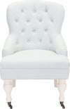 Safavieh Falcon Tufted Arm Chair Robins Egg Blue and Ivory Furniture main image