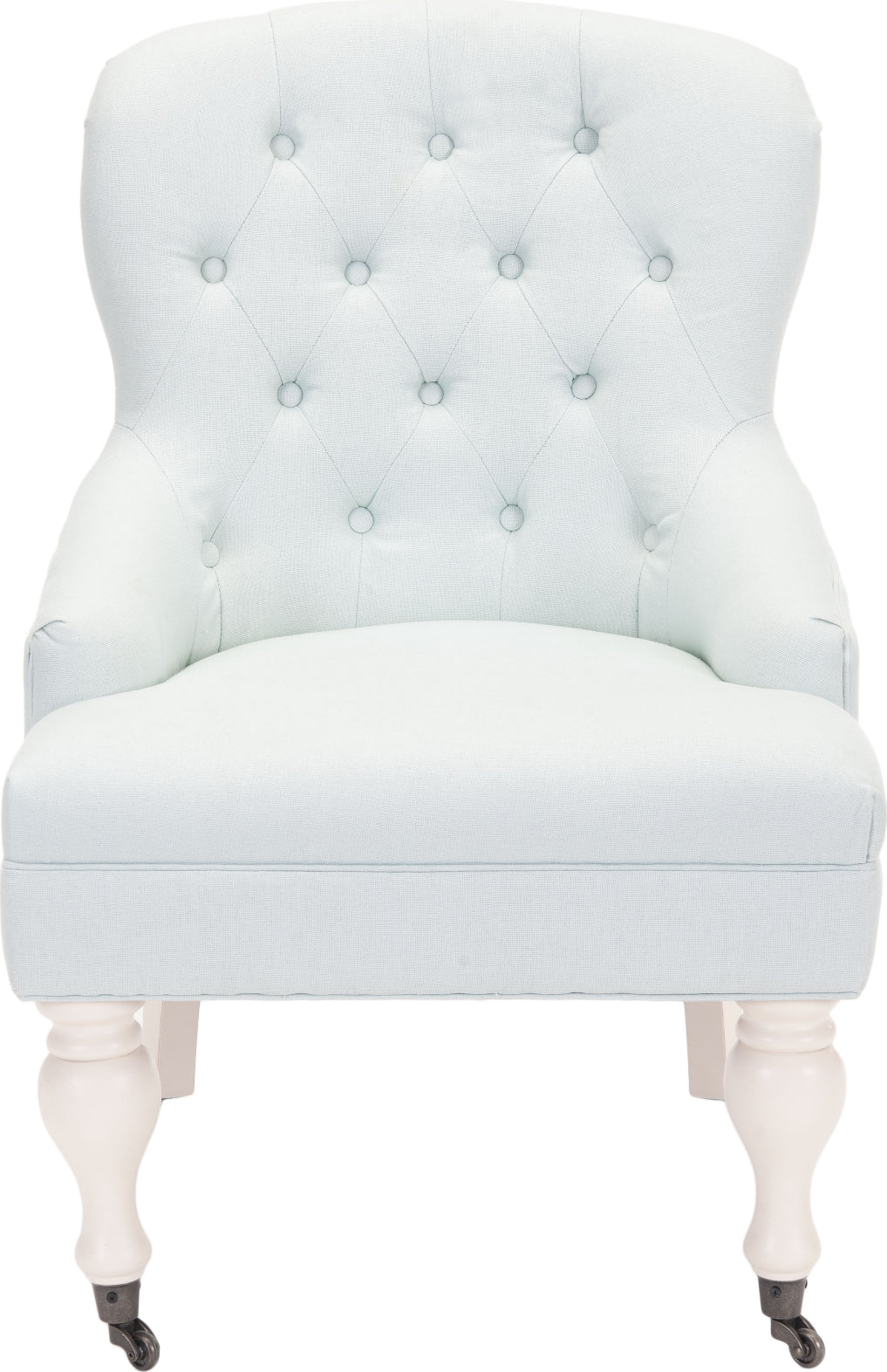 Safavieh Falcon Tufted Arm Chair Robins Egg Blue and Ivory Furniture main image