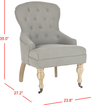 Safavieh Falcon Tufted Arm Chair Granite and White Washed Furniture 