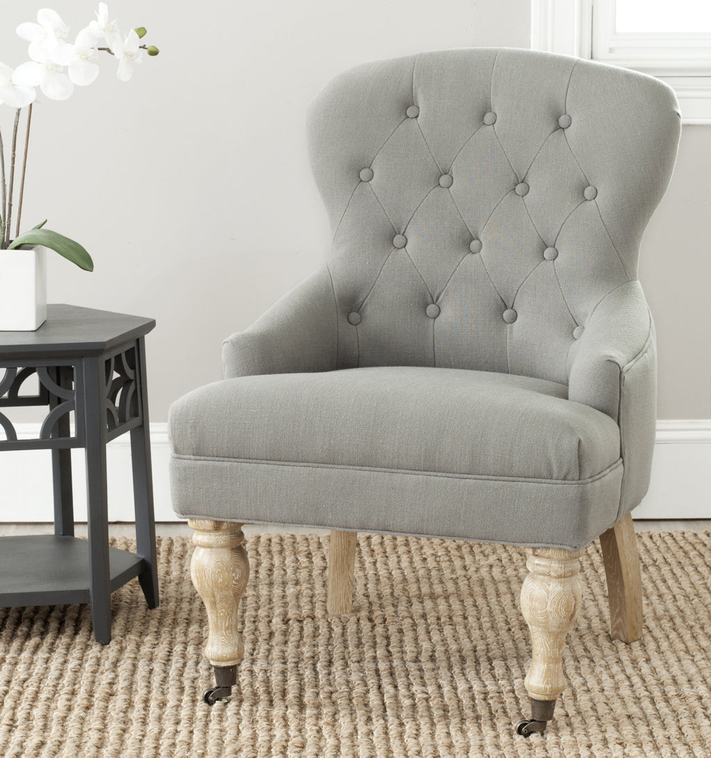 Safavieh Falcon Tufted Arm Chair Granite and White Washed  Feature