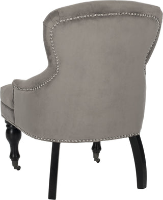 Safavieh Falcon Tufted Arm Chair With Silver Nail Heads Mushroom Taupe and Java Furniture 