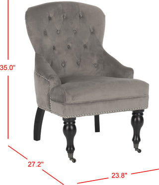 Safavieh Falcon Tufted Arm Chair With Silver Nail Heads Mushroom Taupe and Java Furniture 