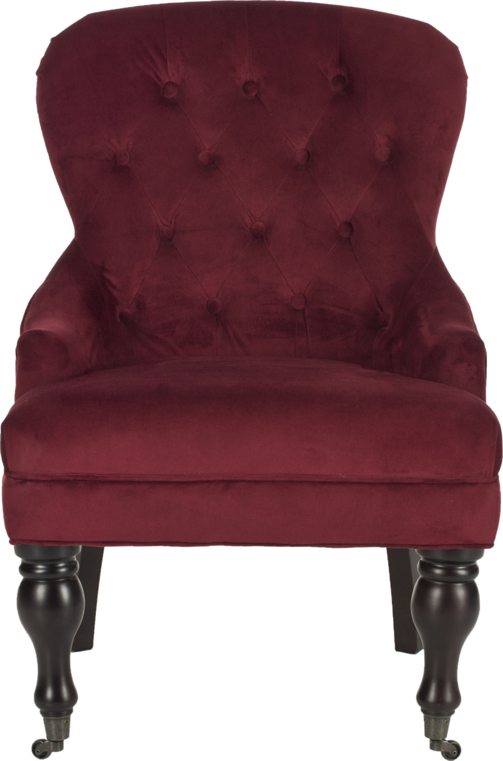 Safavieh Falcon Tufted Arm Chair Red Velvet and Java Furniture main image