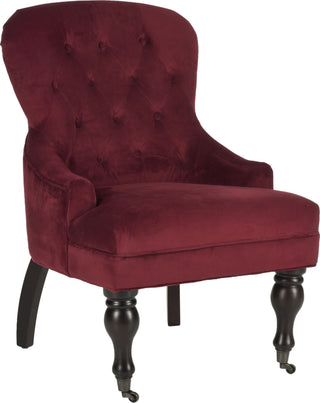 Safavieh Falcon Tufted Arm Chair Red Velvet and Java Furniture 