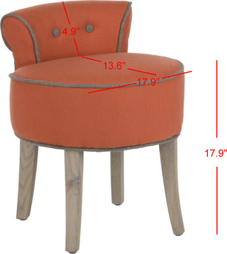 Safavieh Georgia Vanity Stool Burnt Orange and Distressed Grey Furniture 