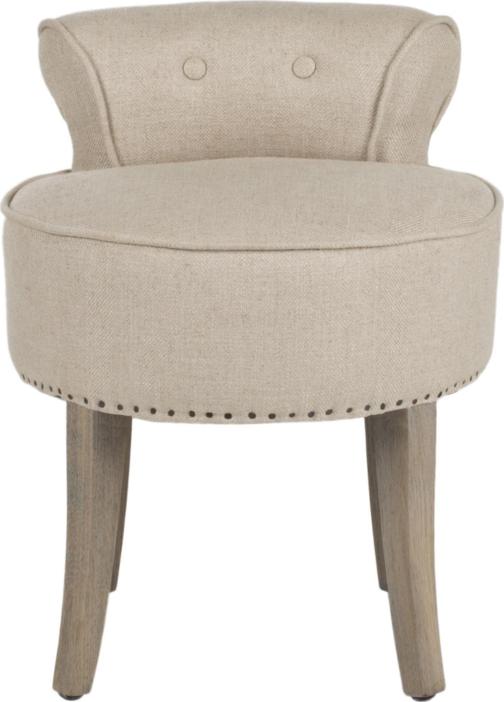 Safavieh Georgia Vanity Stool Pearl Beige and Distressed Grey Furniture main image