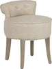 Safavieh Georgia Vanity Stool Pearl Beige and Distressed Grey Furniture 