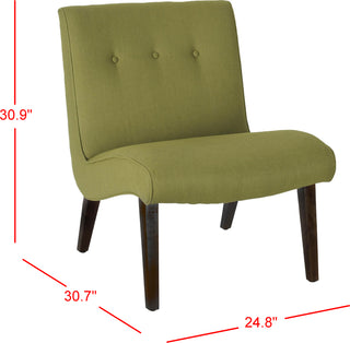 Safavieh Mandell Chair With Buttons Sweet Pea Green and Black Furniture 