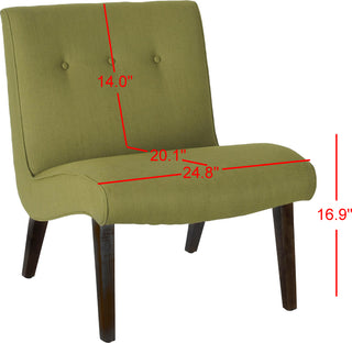 Safavieh Mandell Chair With Buttons Sweet Pea Green and Black Furniture 