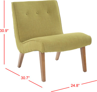 Safavieh Mandell Chair With Buttons Sweet Pea Green and Natural Oak Finish Furniture 