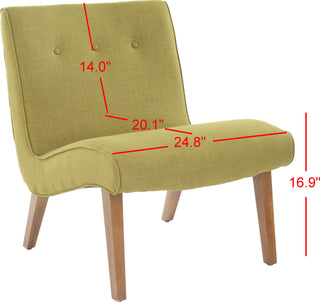 Safavieh Mandell Chair With Buttons Sweet Pea Green and Natural Oak Finish Furniture 