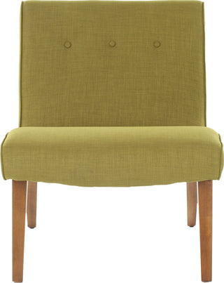 Safavieh Mandell Chair With Buttons Sweet Pea Green and Natural Oak Finish Furniture main image