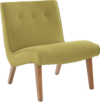 Safavieh Mandell Chair With Buttons Sweet Pea Green and Natural Oak Finish Furniture 