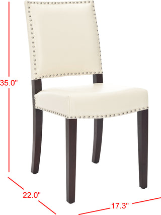 Safavieh James 19''H Leather Side Chair (SET Of 2) Flat Cream and Cherry Mahogany Furniture 