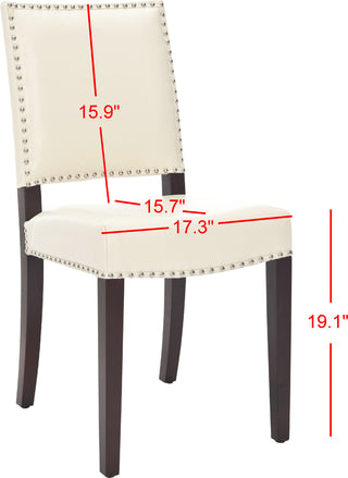 Safavieh James 19''H Leather Side Chair (SET Of 2) Flat Cream and Cherry Mahogany Furniture 