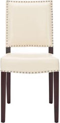 Safavieh James 19''H Leather Side Chair (SET Of 2) Flat Cream and Cherry Mahogany Furniture main image