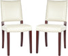 Safavieh James 19''H Leather Side Chair (SET Of 2) Flat Cream and Cherry Mahogany Furniture 