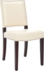 Safavieh James 19''H Leather Side Chair (SET Of 2) Flat Cream and Cherry Mahogany Furniture 