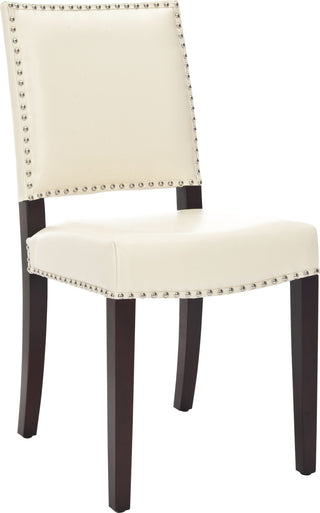 Safavieh James Leather Side Chair (SET Of 2) Flat Cream and Cherry Mahogany Main Feature