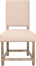 Safavieh Faxon 20''H Linen Side Chairs (SET Of 2)-Nickel Nail Heads Taupe and Pickled Oak Finish Furniture main image