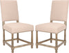 Safavieh Faxon Linen Side Chairs (SET Of 2)-Nickel Nail Heads Taupe and Pickled Oak Finish  Feature