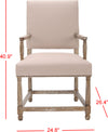 Safavieh Faxon Arm Chair With Brass Nail Heads Taupe and Pickled Oak Finish Furniture 