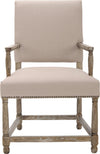 Safavieh Faxon Arm Chair With Brass Nail Heads Taupe and Pickled Oak Finish Furniture Main