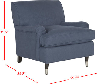 Safavieh Chloe Club Chair Navy and Espresso Furniture 