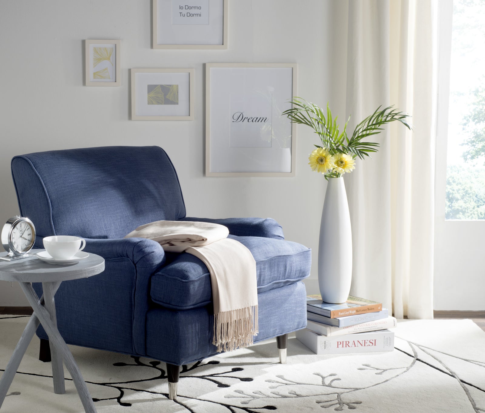 Safavieh Chloe Club Chair Navy and Espresso – Incredible Rugs and