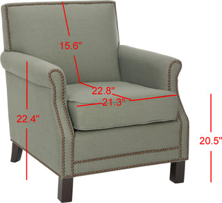 Safavieh Easton Club Chair-Brass Nail Heads Sea Mist and Java Furniture 