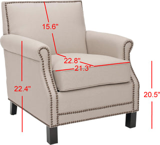 Safavieh Easton Club Chair-Brass Nail Heads Taupe and Java Furniture 