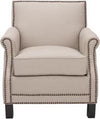 Safavieh Easton Club Chair-Brass Nail Heads Taupe and Java Furniture main image
